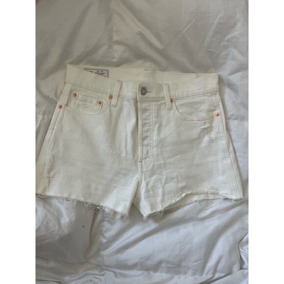 GAP Pants - Gap Women's High Rise Cheeky Cut-Off Shorts Raw Hem Denim White Size 28/6R